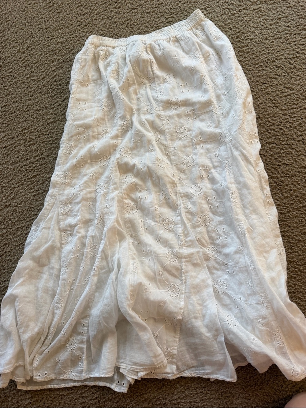 White Eyelet Maxi Skirt